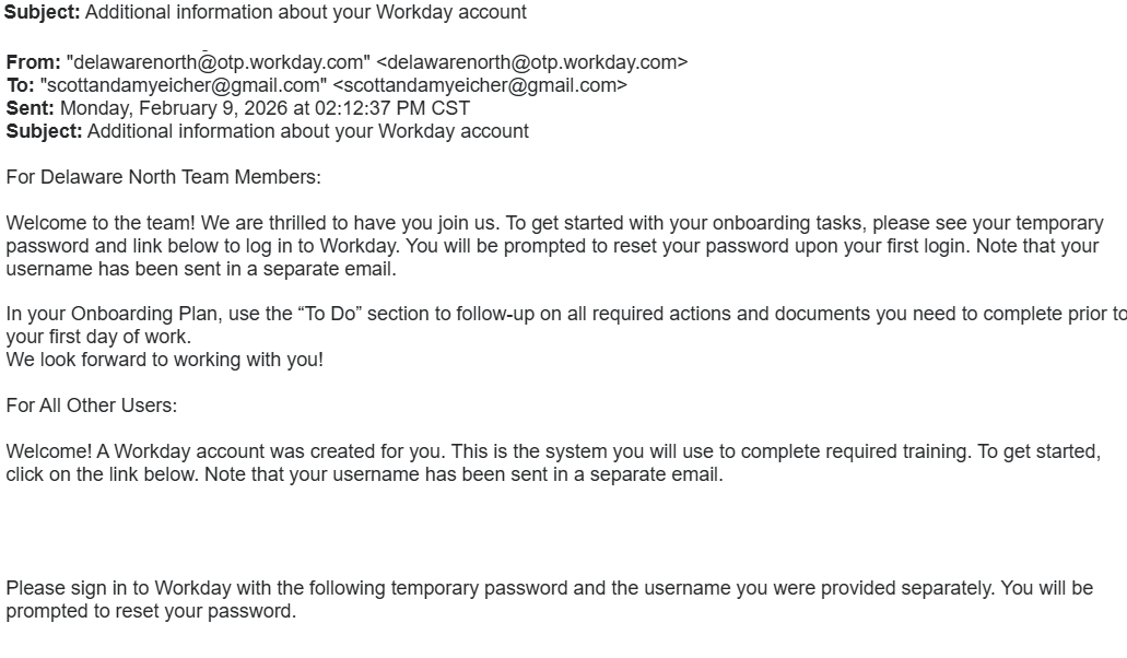 Email #1: Username and Links